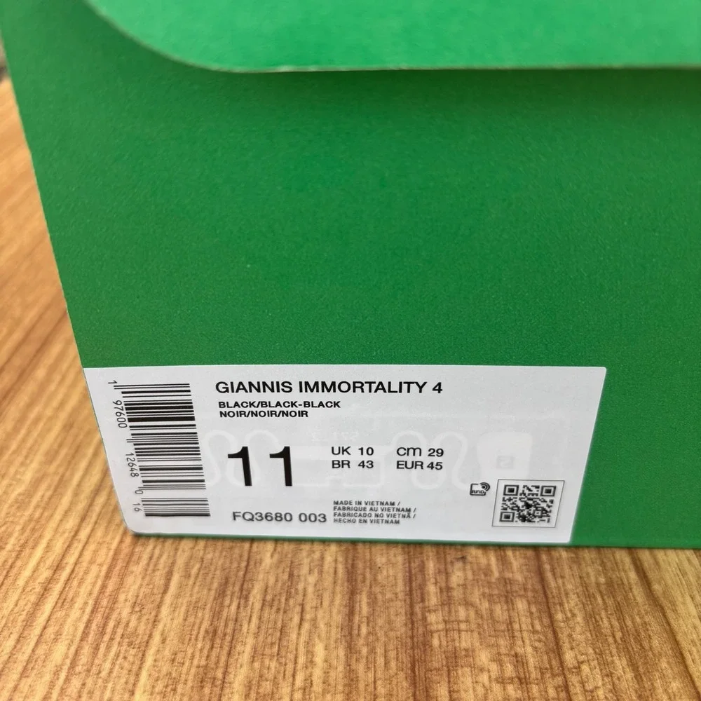 Nike Giannis Immortality 4 Triple Black Basketball Shoes Mens 11 FQ3680-003 NEW